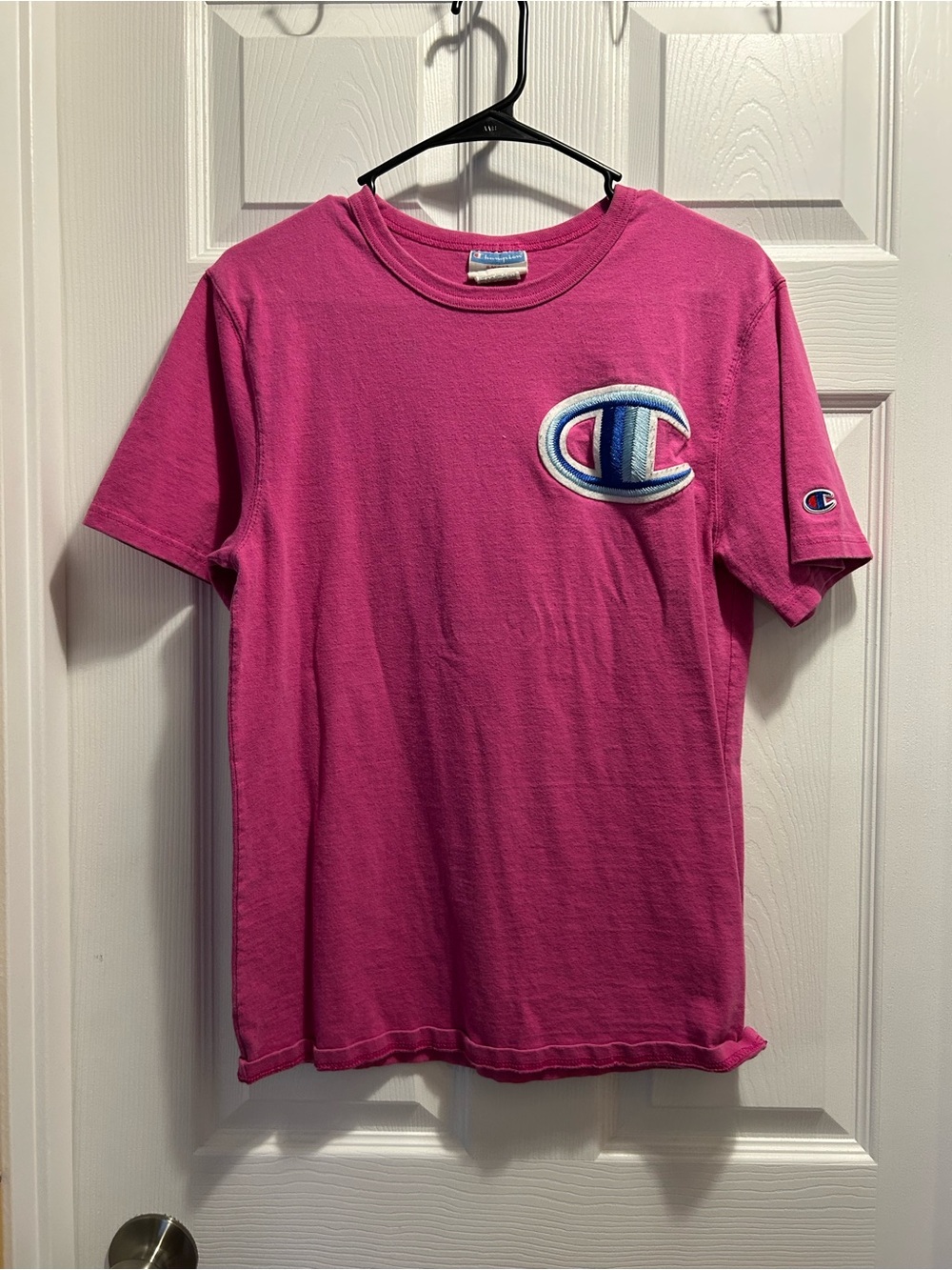 Champion men’s Bright Pink Logo Tee